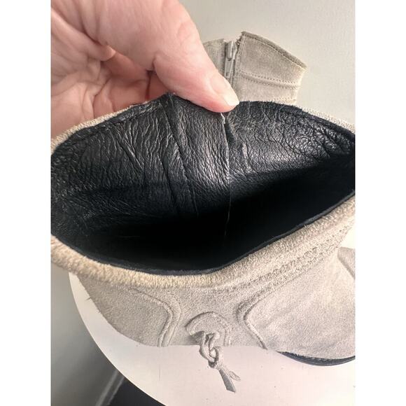 Rebels Beige Suede Nubuck Leather Zip Booties Women Sz 8.5 Rare Western Bohemian - Picture 10 of 16